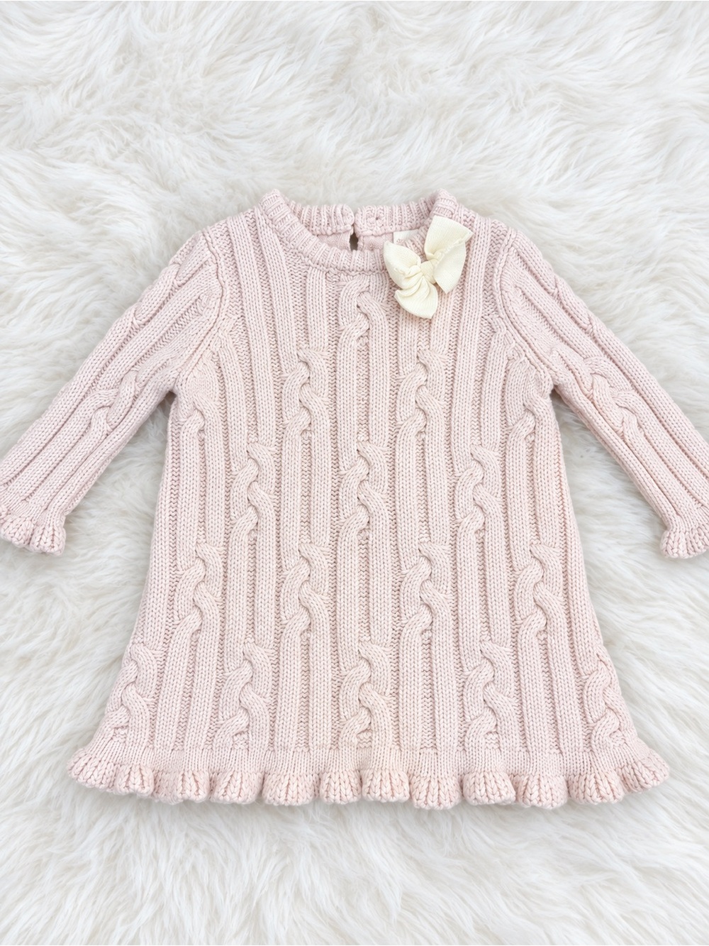Baby Knit Pink Dress with Bow
